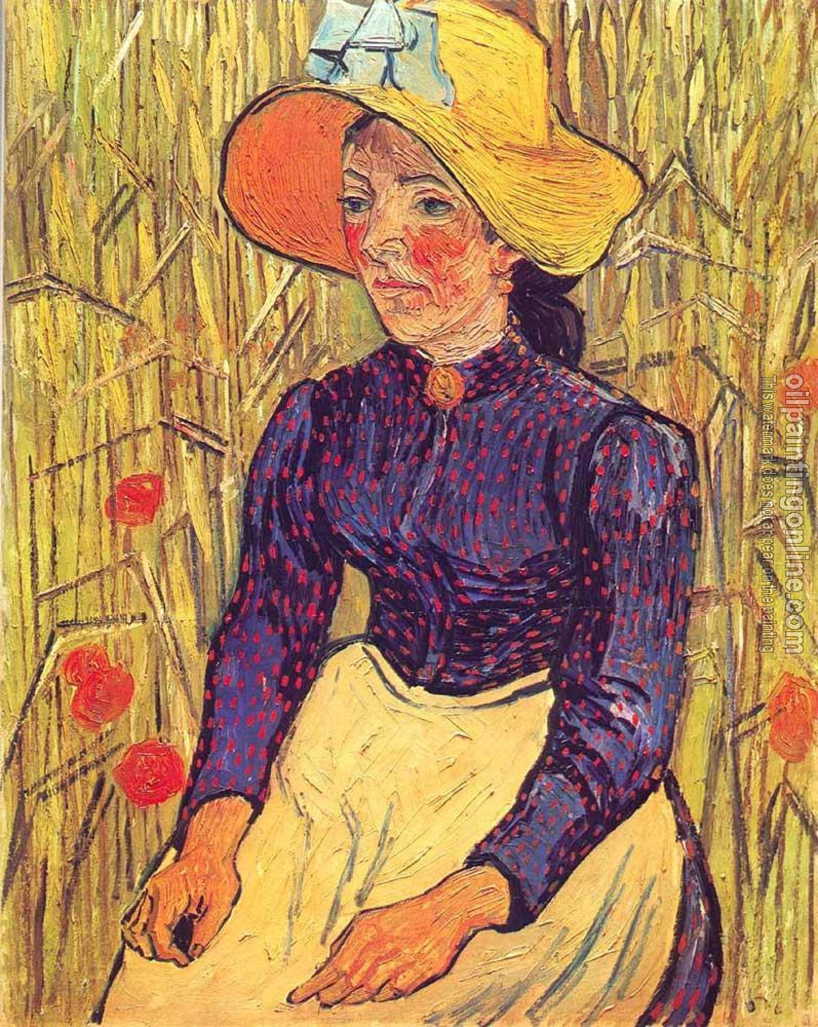 Gogh, Vincent van - Young Peasant Woman with Straw Hat Sitting in the Wheat